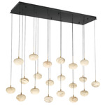 Calcolo Linear Multi-Light Chandelier - Matte Black / Natural Alabaster