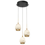 Lucidata Round Multi Light Chandelier - Matte Black / Natural Alabaster