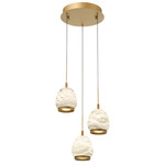 Lucidata Round Multi Light Chandelier - Painted Antique Brass / Natural Alabaster