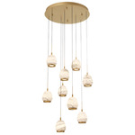 Lucidata Round Multi Light Chandelier - Painted Antique Brass / Natural Alabaster