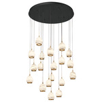 Lucidata Round Multi Light Chandelier - Matte Black / Natural Alabaster