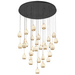 Lucidata Round Multi Light Chandelier - Matte Black / Natural Alabaster