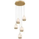 Lucidata Round Multi Light Chandelier - Painted Antique Brass / Natural Alabaster