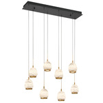 Lucidata Linear Multi Light Chandelier - Matte Black / Natural Alabaster