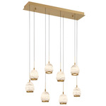 Lucidata Linear Multi Light Chandelier - Painted Antique Brass / Natural Alabaster