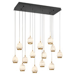 Lucidata Linear Multi Light Chandelier - Matte Black / Natural Alabaster