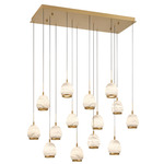 Lucidata Linear Multi Light Chandelier - Painted Antique Brass / Natural Alabaster