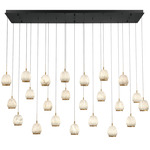 Lucidata Linear Multi Light Chandelier - Matte Black / Natural Alabaster