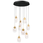 Castelo Round Multi Light Chandelier - Matte Black / Clear
