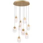Castelo Round Multi Light Chandelier - Painted Antique Brass / Clear
