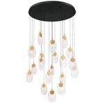 Castelo Round Multi Light Chandelier - Matte Black / Clear
