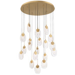 Castelo Round Multi Light Chandelier - Painted Antique Brass / Clear
