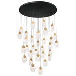 Castelo Round Multi Light Chandelier - Matte Black / Clear