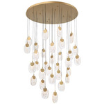 Castelo Round Multi Light Chandelier - Painted Antique Brass / Clear