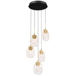 Castelo Round Multi Light Chandelier - Matte Black / Clear