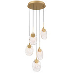 Castelo Round Multi Light Chandelier - Painted Antique Brass / Clear