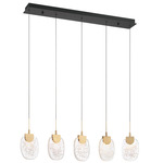 Castelo Linear Multi Light Chandelier - Matte Black / Clear