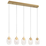 Castelo Linear Multi Light Chandelier - Painted Antique Brass / Clear
