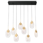 Castelo Linear Multi Light Chandelier - Matte Black / Clear