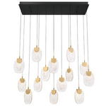 Castelo Linear Multi Light Chandelier - Matte Black / Clear