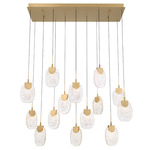 Castelo Linear Multi Light Chandelier - Painted Antique Brass / Clear