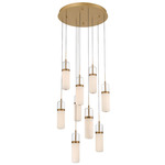 Verona Round Multi Light Chandelier - Painted Antique Brass / Clear/ Opal