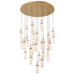 Verona Round Multi Light Chandelier - Painted Antique Brass / Clear/ Opal