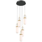Verona Round Multi Light Chandelier - Matte Black / Clear/ Opal