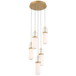 Verona Round Multi Light Chandelier - Painted Antique Brass / Clear/ Opal