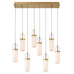 Verona Linear Multi Light Chandelier - Painted Antique Brass / Clear/ Opal
