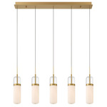 Verona Linear Multi Light Chandelier - Painted Antique Brass / Clear/ Opal