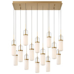Verona Linear Multi Light Chandelier - Painted Antique Brass / Clear/ Opal