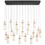 Verona Linear Multi Light Chandelier - Matte Black / Clear/ Opal