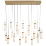 Verona Linear Multi Light Chandelier - Painted Antique Brass / Clear/ Opal