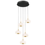 Adelfia Round Multi Light Chandelier - Matte Black / Opal White