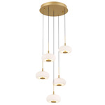 Adelfia Round Multi Light Chandelier - Painted Antique Brass / Opal White