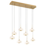 Adelfia Linear Multi Light Chandelier - Painted Antique Brass / Opal White