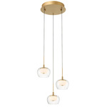 Manarola Round Multi Light Chandelier - Painted Antique Brass / Clear/ Opal