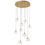 Manarola Round Multi Light Chandelier - Painted Antique Brass / Clear/ Opal