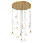 Manarola Round Multi Light Chandelier - Painted Antique Brass / Clear/ Opal