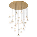Manarola Round Multi Light Chandelier - Painted Antique Brass / Clear/ Opal