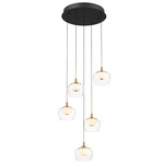 Manarola Round Multi Light Chandelier - Matte Black / Clear/ Opal