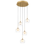 Manarola Round Multi Light Chandelier - Painted Antique Brass / Clear/ Opal