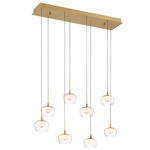 Manarola Linear Multi Light Chandelier - Painted Antique Brass / Clear/ Opal
