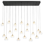 Manarola Linear Multi Light Chandelier - Matte Black / Clear/ Opal