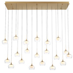 Manarola Linear Multi Light Chandelier - Painted Antique Brass / Clear/ Opal