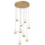 Baveno Round Multi Light Chandelier - Painted Antique Brass / Alabaster