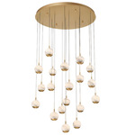 Baveno Round Multi Light Chandelier - Painted Antique Brass / Alabaster
