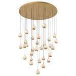 Baveno Round Multi Light Chandelier - Painted Antique Brass / Alabaster