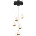 Baveno Round Multi Light Chandelier - Matte Black / Alabaster